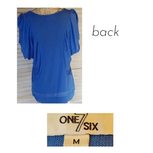 Blue Draped Top Blouse - Picture 3 of 5